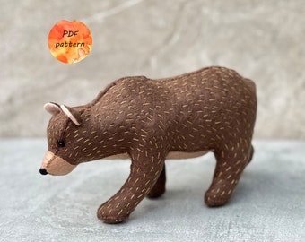 Felt Bear Sewing Pattern PDF Woodland Stuffed Animals Christmas