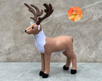 Felt Deer Sewing Pattern PDF Woodland Stuffed Animals Christmas Ornament