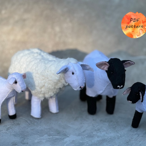 Felt Sheep and Lamb * 2 Sewing Patterns*  PDF Farm Stuffed Animals