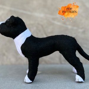 Felt Dog Bull Terrier Digital Sewing Pattern PDF Stuffed Dogs