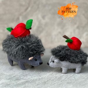 Felt Hedgehog with Apples and Pears Sewing Pattern PDF Woodland Stuffed Animals Christmas Ornament