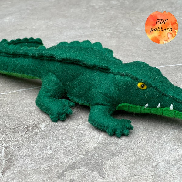 Felt Crocodile Sewing Pattern PDF Safari Stuffed Animals Toy Ornament Gift