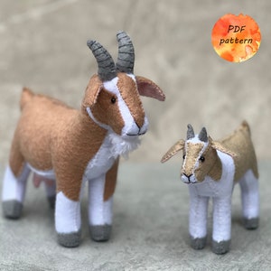 Felt Nanny Goat and Kid Goat Digital Sewing Pattern PDF Farm Animals