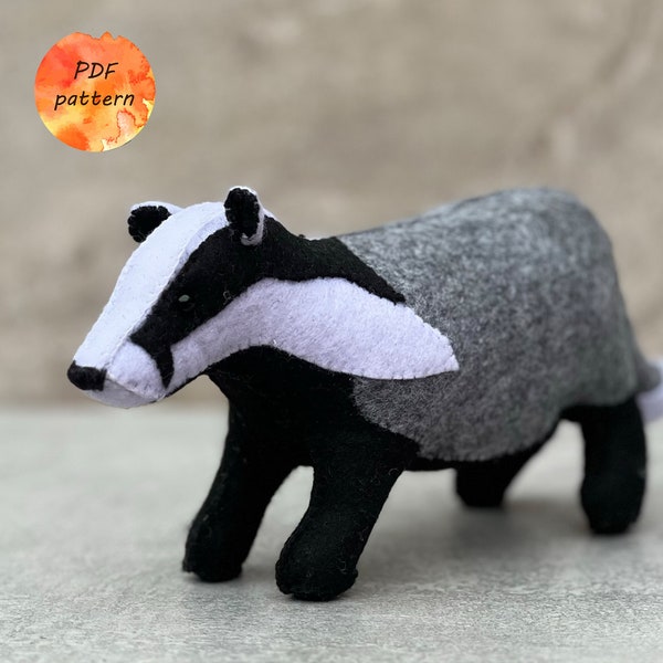 Felt Badger Sewing Pattern PDF Woodland Stuffed Animals Christmas Ornament