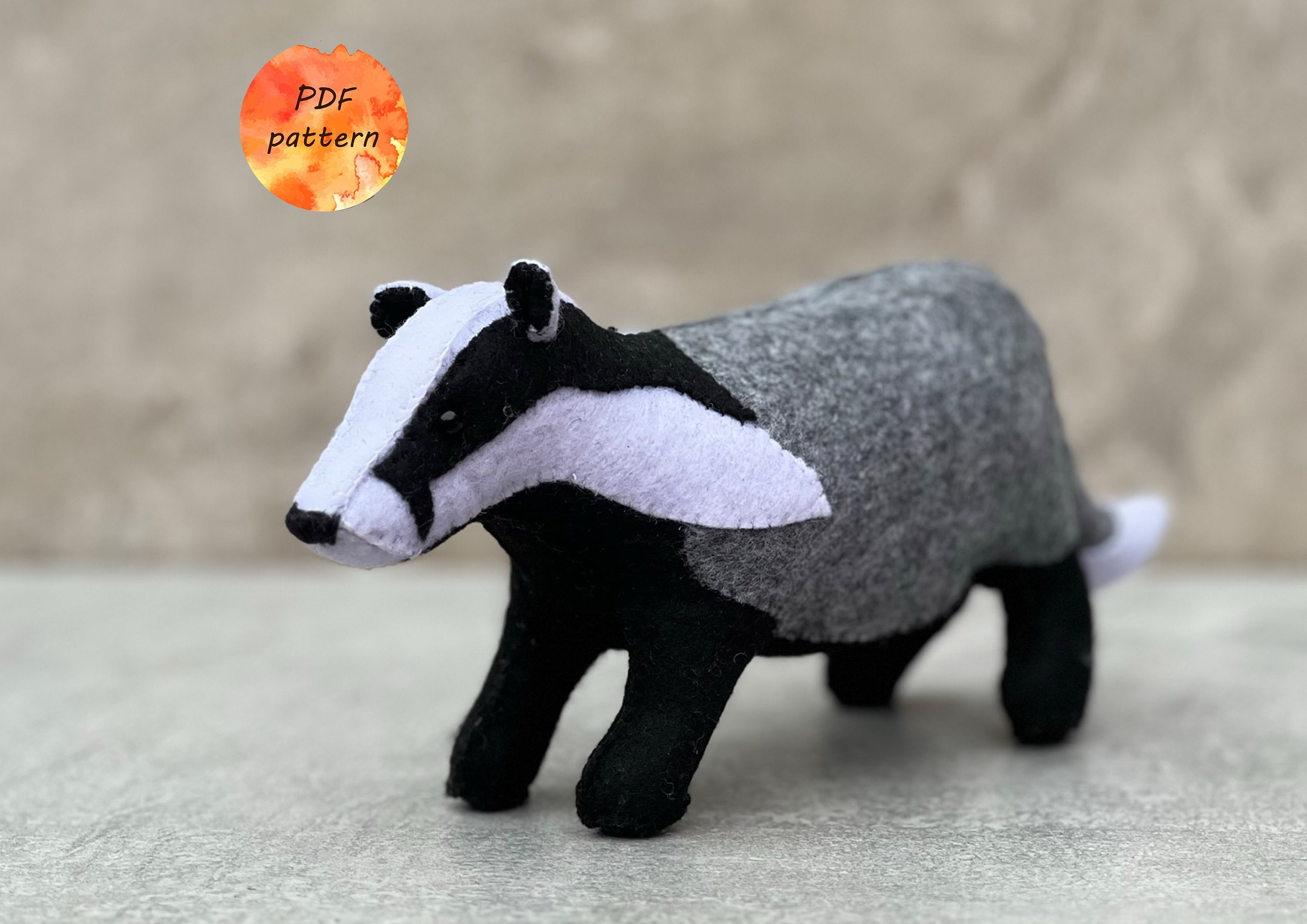 Badger Pattern Refs Felt Badger * Digital Sewing Pattern PDF * Woodland Stuffed Animals ...