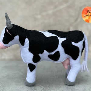 Felt Cow Sewing Pattern PDF Farm Animals Toy Ornament Gift