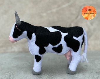 Patron de couture vache en feutre PDF Cadeau ornement jouet animaux de la ferme
