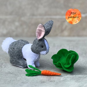 Coniglietto di feltro modello digitale per cucire PDF piccoli animali da fattoria animali di peluche coniglietto di Pasqua