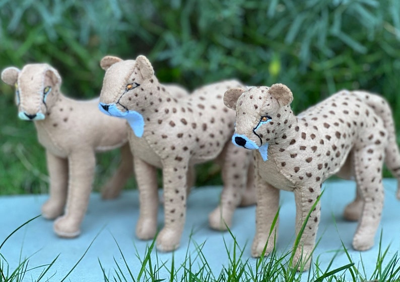 Felt Cheetah Sewing Pattern PDF Safari Stuffed Animals Toy Etsy