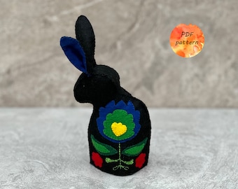 Felt Bunny Rabbit Egg Cosy Sewing Pattern PDF Folk Art Easy Easter Ornament Egg Holder