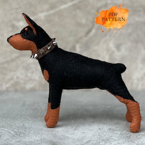 Filz Dobermann * 2 Patterns * Kurz oder Lang Schwanz * Digitales Schnittmuster PDF * Gefilzte Hunde
