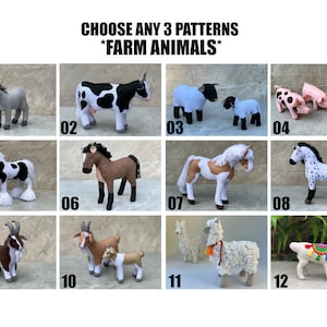 Special * Bundle * Choose any 3 Farm Animals Patterns * Felt Sewing Digital Patterns PDF