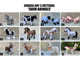 Special * Bundle * Choose any 3 Farm Animals Patterns * Felt Sewing Digital Patterns PDF