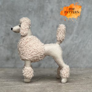 Felt Poodle Dog * Boucle or Faux Fur * Digital Sewing Pattern PDF * Felt Stuffed Realistic Dogs