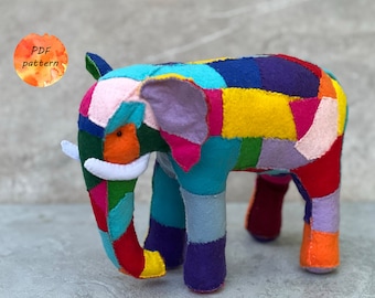 Felt Patchwork Elephant * Scraps Project * DIGITAL Sewing Pattern PDF * Stuffed Animals * 2 SIZES Bundle