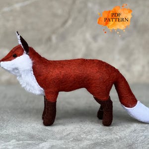 Modello di cucito in feltro per volpe PDF, animali di peluche del bosco, ornamento natalizio