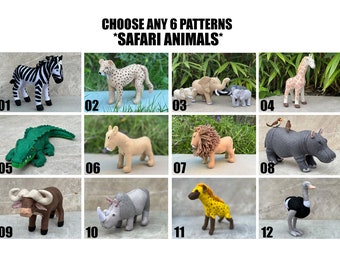 Special * Bundle * Choose any 6 Patterns * Felt  Sewing Digital Patterns PDF Safari  Animals