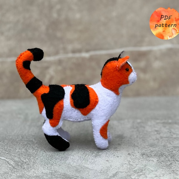 Felt CALICO CAT * 2 sizes* Digital Sewing Pattern PDF * Farm Stuffed Animals