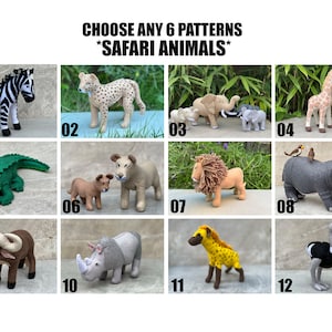 Special * Bundle * Choose any 6 Patterns * Felt  Sewing Digital Patterns PDF Safari  Animals