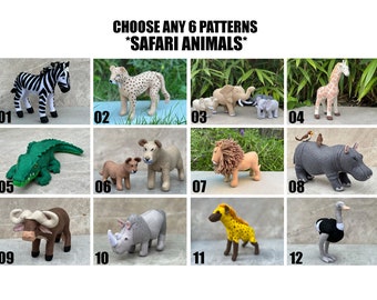 Special * Bundle * Choose any 6 Patterns * Felt  Sewing Digital Patterns PDF Safari  Animals