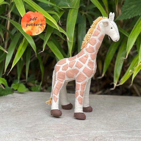 Felt Giraffe Sewing Pattern PDF Safari Stuffed Animals Toy Ornament Gift