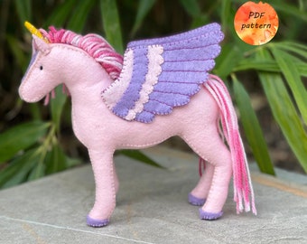 Patrón de costura Fieltro Pegaso Unicornio Pegacornio PDF