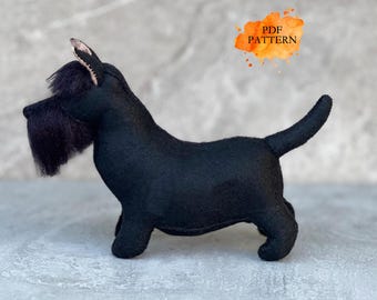 Felt Scottish Terrier * 2 sizes*  Digital Sewing Pattern PDF* FELT Stuffed Dogs