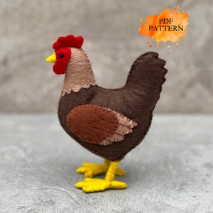Felt Hen Sewing Pattern PDF Birds Stuffed Farm Birds