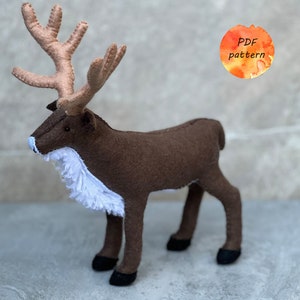 Felt Reindeer Sewing Pattern PDF Woodland Stuffed Animals Christmas Ornament