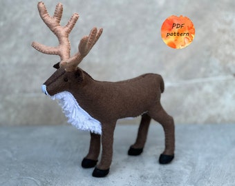 Felt Reindeer Sewing Pattern PDF Woodland Stuffed Animals Christmas Ornament