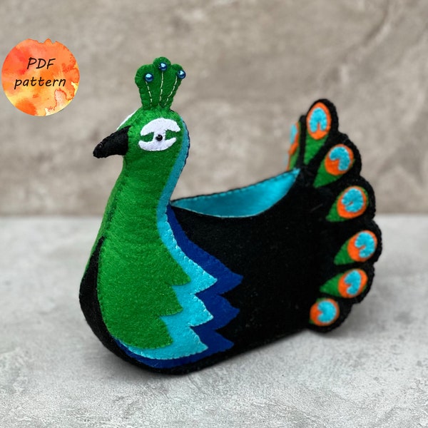 Felt Peacock Egg Cosy Sewing Pattern PDF Folk Art Ornament Gift