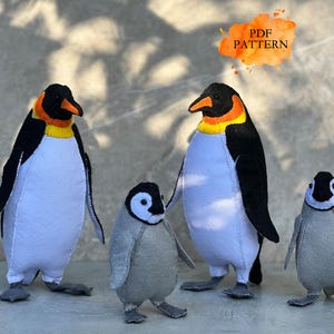 Pingüino emperador de fieltro con pingüino bebé * Patrón de costura digital en PDF
