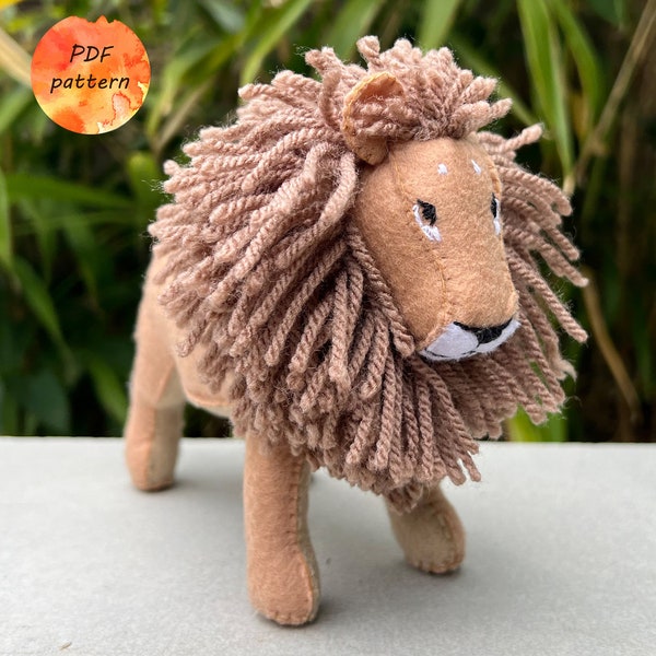 Feutre Lion patron de couture PDF Safari peluches jouet ornement cadeau