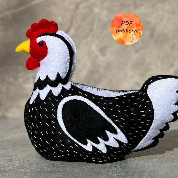 Felt Hen Chicken Egg Cosy Basket Sewing Pattern PDF Folk Art Ornament Gift