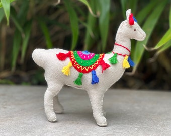 Felt Llama with Saddle Blanket and Tassels Sewing Pattern PDF Farm Animals Toy Ornament Gift
