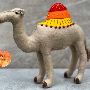 Modello di cucito in feltro per cammello dromedario PDF Progetto fai da te per animali di peluche di camelidi