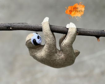 Felt Hanging Sloth *2 patterns* Large & Small *Digital Sewing Pattern PDF Jungle Stuffed Animals