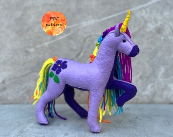 Felt Unicorn Alicorn Pegasus Bent Leg Sewing Pattern PDF