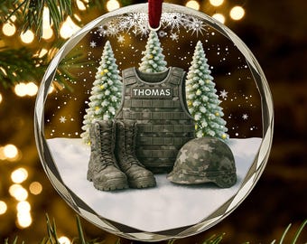 Custom Military Ornament, Personalized Soldier Christmas Ornament, Army Gift for Service Member, Veteran, or Deployment Keepsake AR129