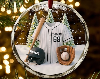Custom Baseball Player Ornament, Personalized Jersey Christmas Ornament with Name & Number, Sport Gift for Fan, Team, Coach or Athlete AR127