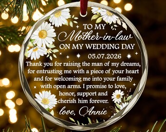 Mother of the Groom Gift from Bride | Personalized Keepsake | Mother-in-Law Wedding Day Gift | Custom Ornament Ornament | Best Gift AR118
