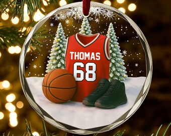 Custom Basketball Player Ornament, Personalized Christmas Ornament with Name & Number, Sport Gift for Fan, Team, Coach or Athlete AR128
