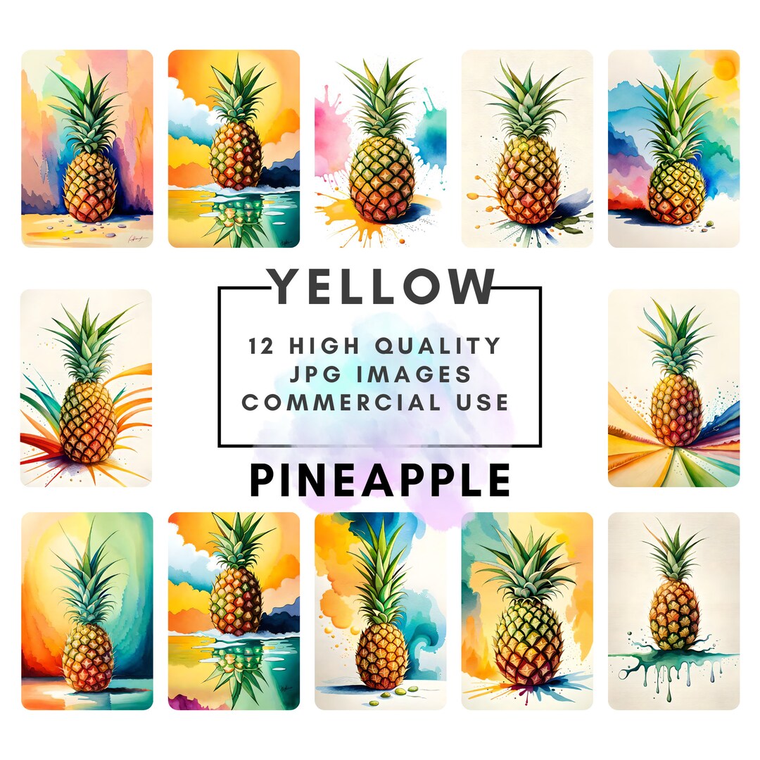 Pineapple Clipart 12 High Quality Jpgs Digital Planner Etsy