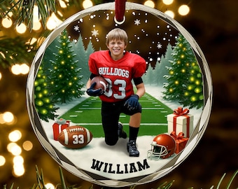 Personalized Football Ornament, Custom Football Player Ornament, Custom Sports Gift for Boys, Sports Gift for Football Fan and Team AR141