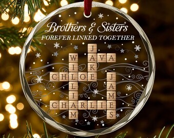 Personalized Siblings Ornament 2025 – Custom Brothers and Sisters Christmas Gift, Forever Linked Together Family Keepsake Decoration AR152