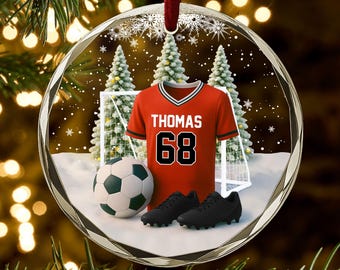 Personalized Soccer Ornament, Custom Soccer Player Ornament, Custom Sports Gift for Boys, Sports Gift for Soccer Fan and Team AR142