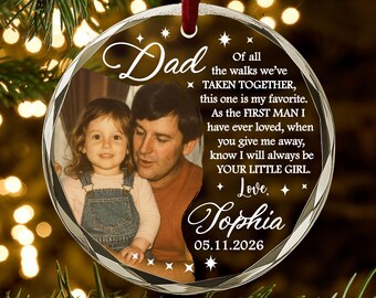 Father of the Bride Gift from Daughter| Custom Father Daughter Gift | Gift for DAD | Personalized Father Daughter Photo Ornament AR116