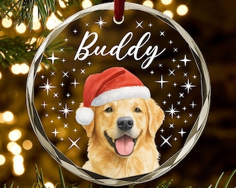 Custom Face Dog Christmas Ornament 2025, Custom Pet Name Ornament with Santa Hat, Holiday Gift Keepsake | Dog Lover Gift 2025 AR148