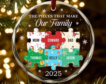 Personalized Family Puzzle Ornament 2025 – Custom Christmas Ornament with Names, The Pieces That Make Our Family Keepsake Gift AR151