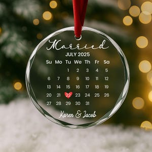Gepersonaliseerde trouwdatumkalender ornament | Aangepaste namen en datumaandenken | Aangepast huwelijkscadeau voor stel, bruid en bruidegom of verloofden AR8